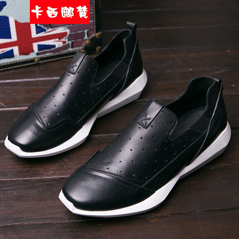 卡西娜梵2016春夏新款皮鞋男商務休閑鞋男士皮鞋英倫潮鞋子男 黑色 42