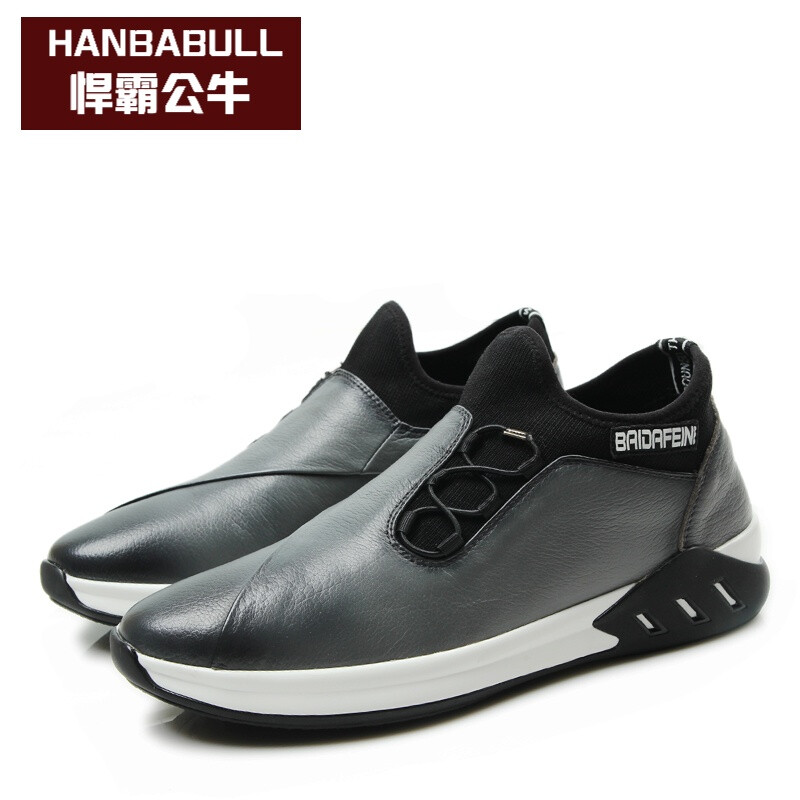 悍霸公牛輕奢品牌 秋冬新品英倫休閑潮流低幫運動鞋皮鞋 黑色 40