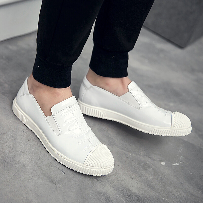 DtJiY 頭層牛皮春夏季豆豆鞋男鞋韓版英倫懶人潮鞋休閑皮鞋駕車鞋A305-692-1 黑色 43碼