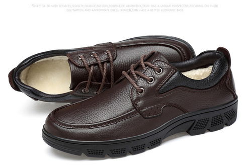 洋湖軒榭 春季男士系帶商務休閑皮鞋牛皮大碼男鞋透氣中年爸爸鞋