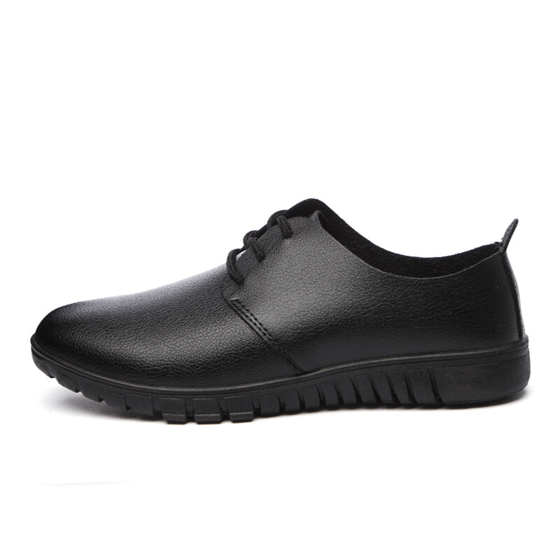 春秋款低幫套腳商務休閑皮鞋 英倫時尚日常辦公工作懶人正裝男鞋子 紳士男婚鞋 6-801黑色 39