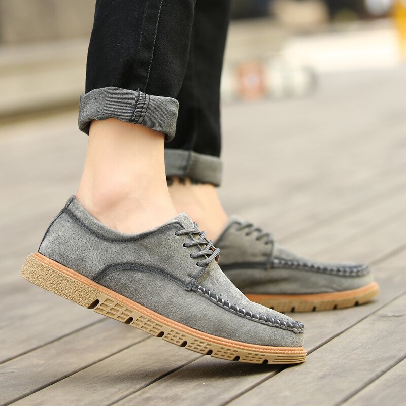 2016新款男鞋休閑鞋日常休閑皮鞋春秋復古潮鞋男士英倫風雕花男鞋子青年休閑皮鞋板鞋秋季 藍色 #38