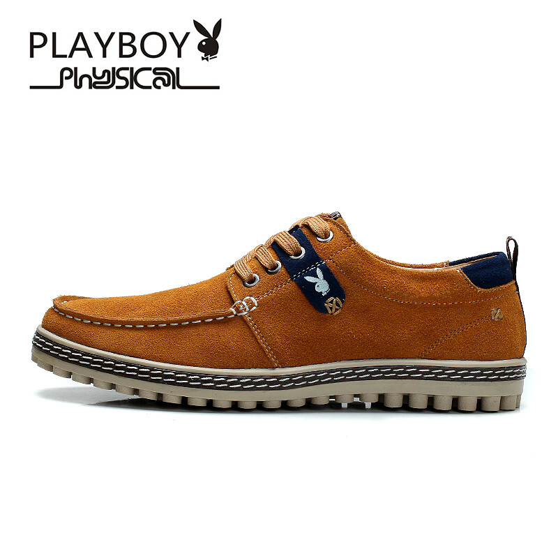 時尚魅力之選 PLAYBOY 2016新款金黃色休閑皮鞋